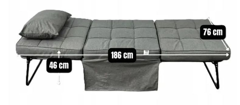 Розкладний пуф-ліжко 2 в 1 Bass Polska BH 31020 зі спальним місцем 186&times;73 см, сірий BH31020 фото