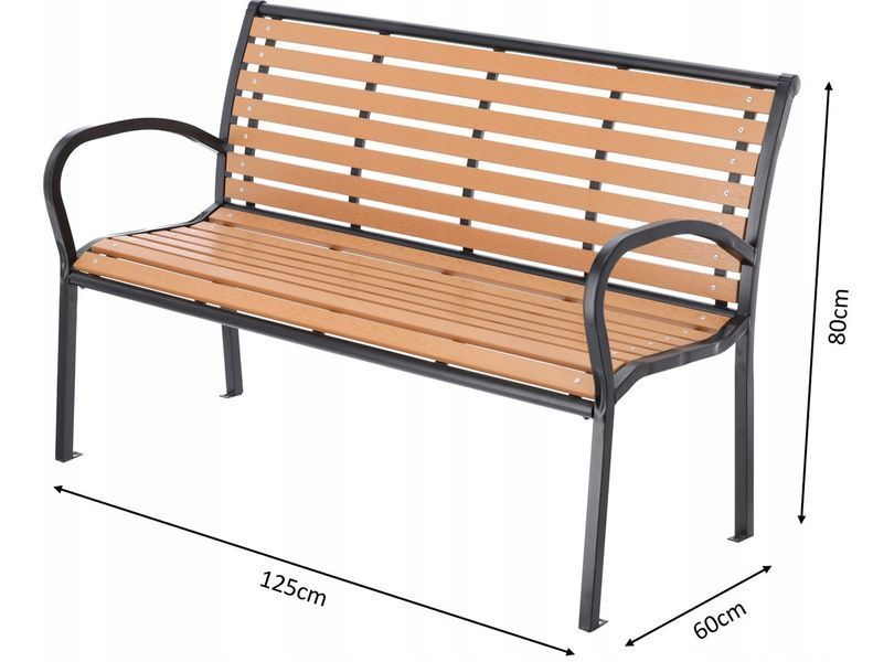 Лавка садова, паркова 125х60х80 см GardenLine MEB0865 коричнева MEB0865 фото