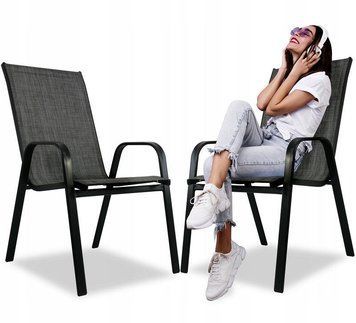 Комплект садових стільців 2 шт 55x62x96cm GardenLine NEO9917 сірого кольору, для відпочинку в саду та на балконі NEO9917 фото