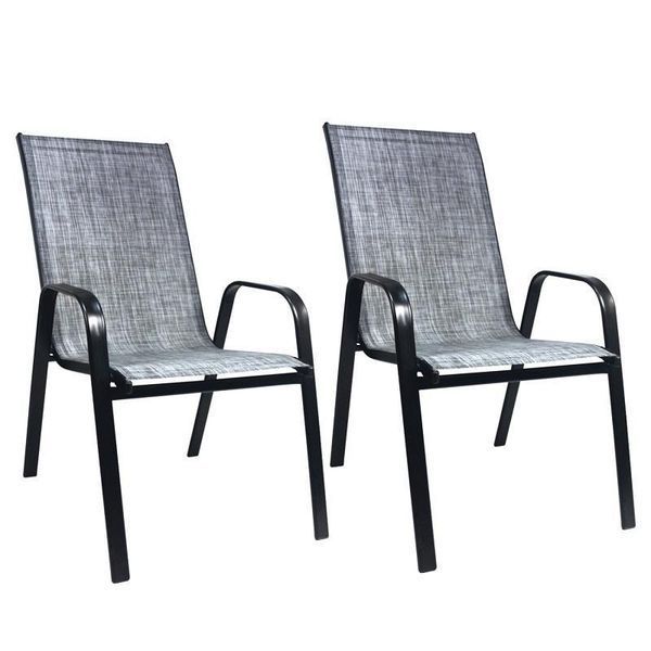Комплект садових стільців 2 шт 55x62x96cm GardenLine NEO9917 сірого кольору, для відпочинку в саду та на балконі NEO9917 фото