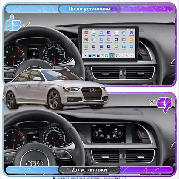 Штатная автомобильная мультимедийная система Lesko для Audi A4 IV (B8) Рестайлинг 2011-2015 экран 9" 4/64 QLED CarPlay 4G Wi-Fi GPS 360 Prime 11638-77254 фото