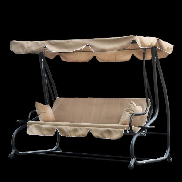 Гойдалка садова GardenLine KRE0759 бежева 210x120x170 см з навісом для літнього відпочинку KRE0759 фото