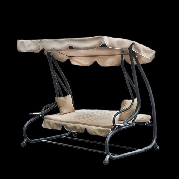 Гойдалка садова GardenLine KRE0759 бежева 210x120x170 см з навісом для літнього відпочинку KRE0759 фото