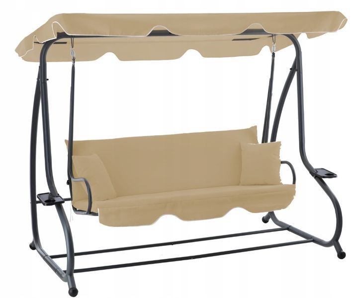 Гойдалка садова GardenLine KRE0759 бежева 210x120x170 см з навісом для літнього відпочинку KRE0759 фото