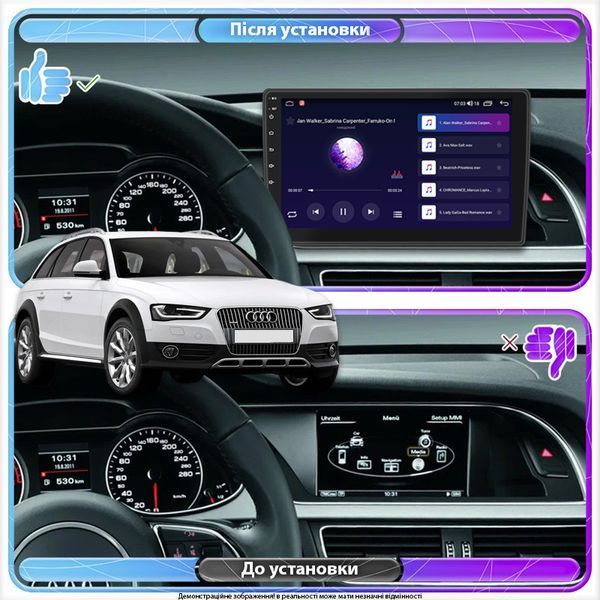 Штатна автомобільна мультимедійна система Lesko для Audi A4 allroad IV (B8) Рестайлінг 2011-2016 екран 9" 6/128Gb 4G Wi-Fi GPS Top 11642-68490 фото