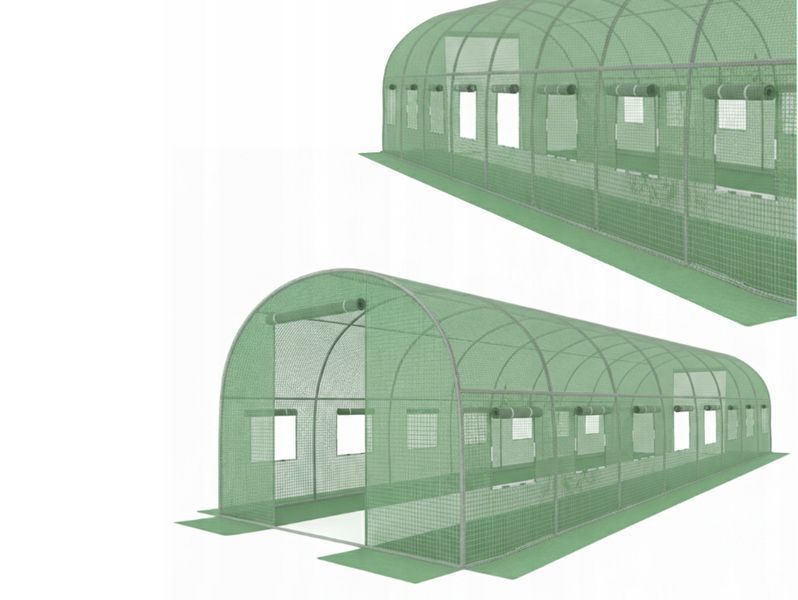 Садова плівка для теплиці 24м2 3x8x2m FT-3X8X2-Z з двома входами зелена армована 140 г/м&sup2; з UV‑фільтром FT-3X8X2-Z фото