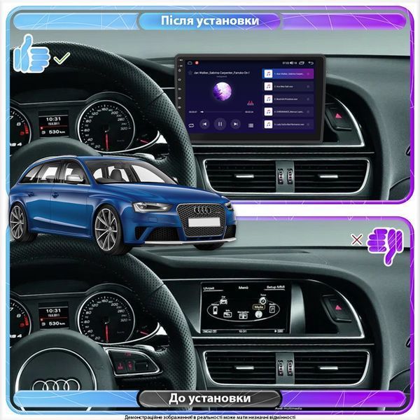 Штатная магнитола Lesko для Audi RS 4 III (B8) 2012-2015 экран 9" 6/128Gb 4G Wi-Fi GPS Top 11643-68515 фото