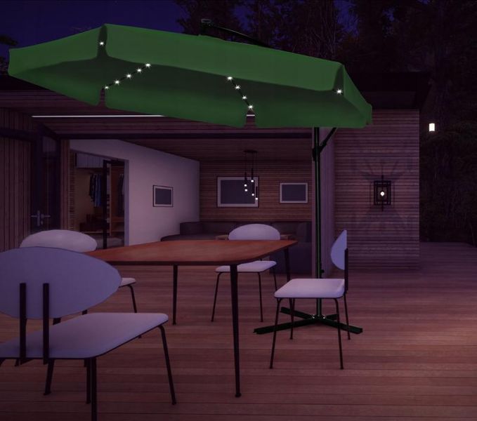 Садова парасоля з LED підсвіткою та чохлом 300 см GardenLine GAO1510 зелена GAO1510 фото