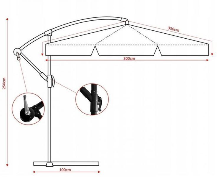 Садова парасоля з LED підсвіткою та чохлом 300 см GardenLine GAO1510 зелена GAO1510 фото