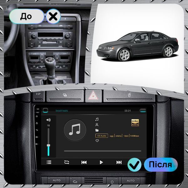 Штатна магнітола Lesko для Audi S4 II (B6) 2002-2004 екран 9" 6/128Gb 4G Wi-Fi GPS Top 9955-46943 фото